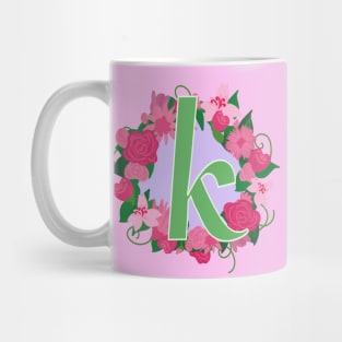 Monogram K, Personalized Floral InitiaI Mug